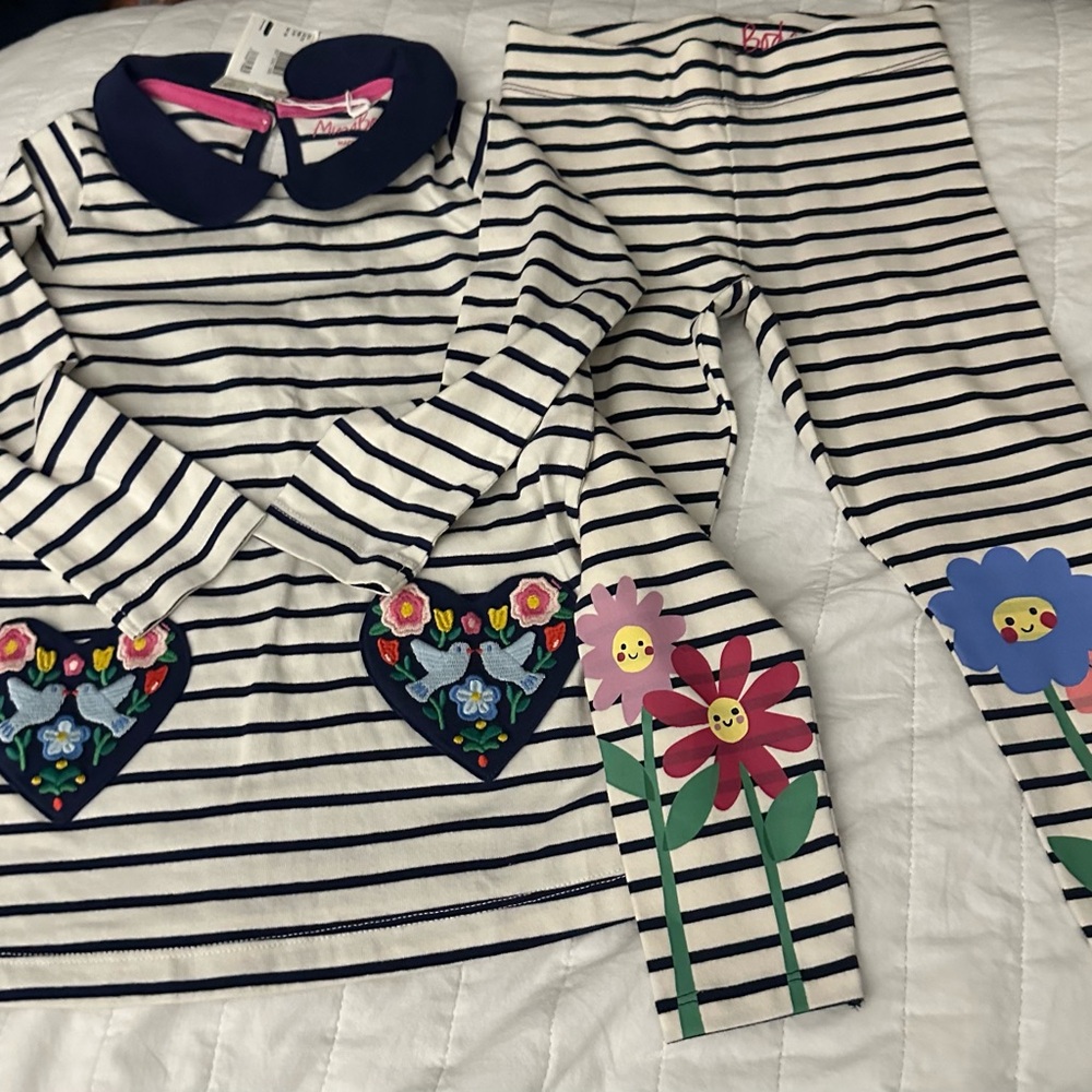 Striped Kids Pajamas with Floral Accents